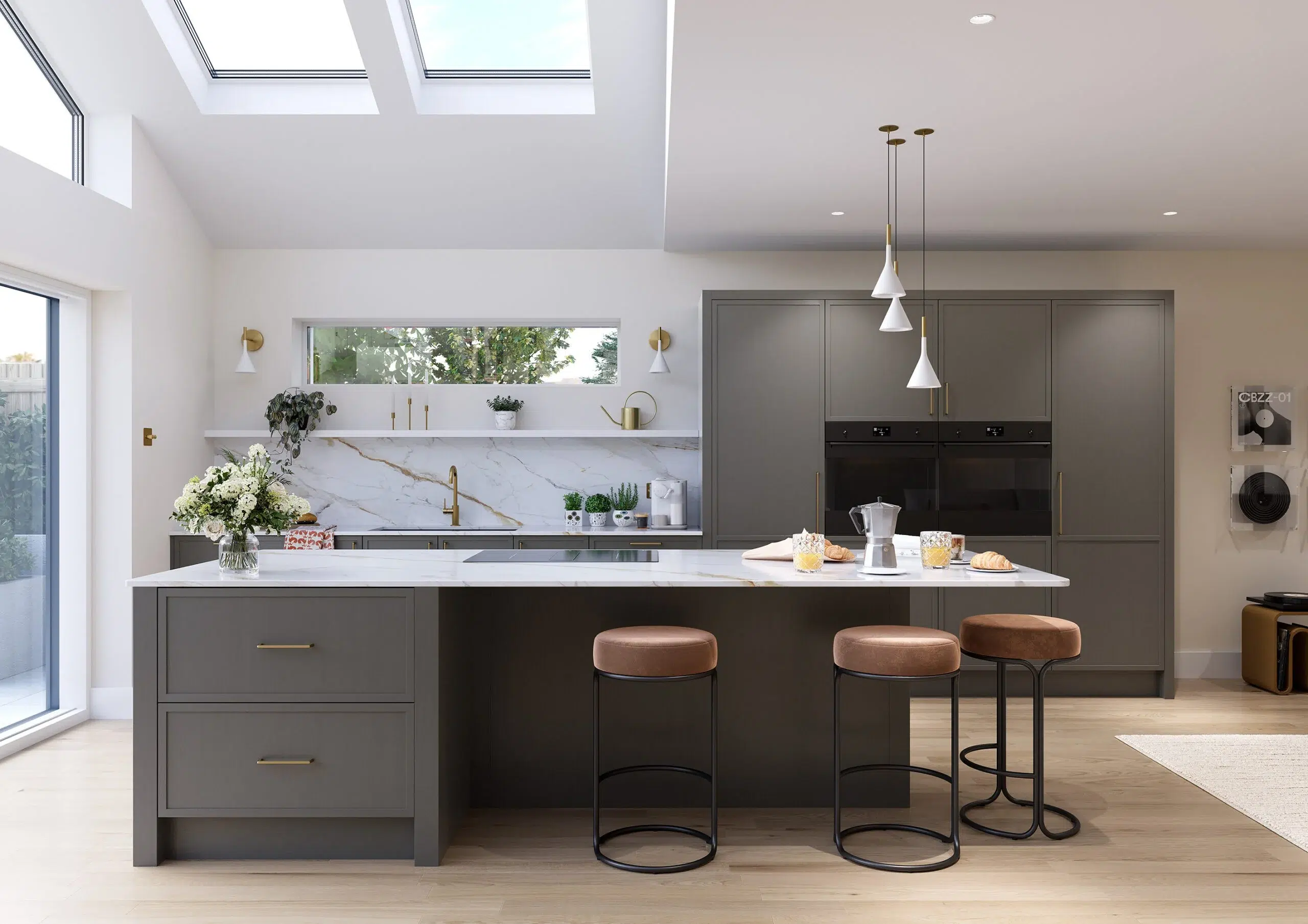 Aylesford painted shaker kitchen in lava and cashmere