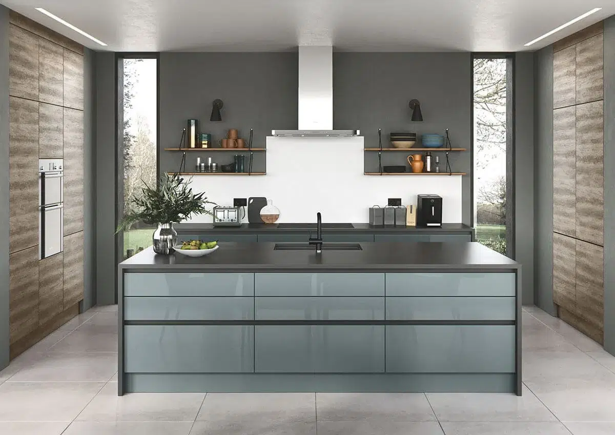 Esprit Profile kitchen in metallic blue gloss