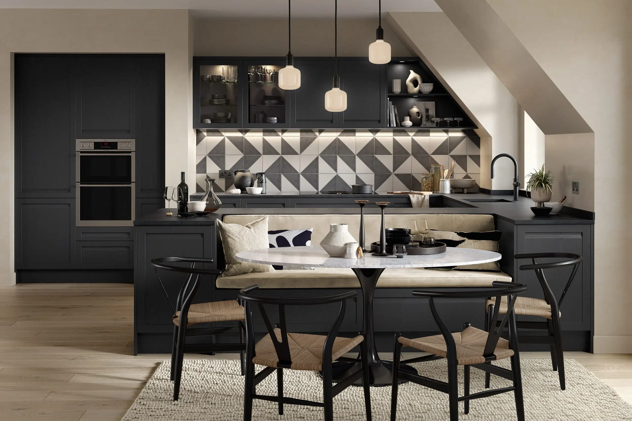 Harborne handleless kitchen in graphite