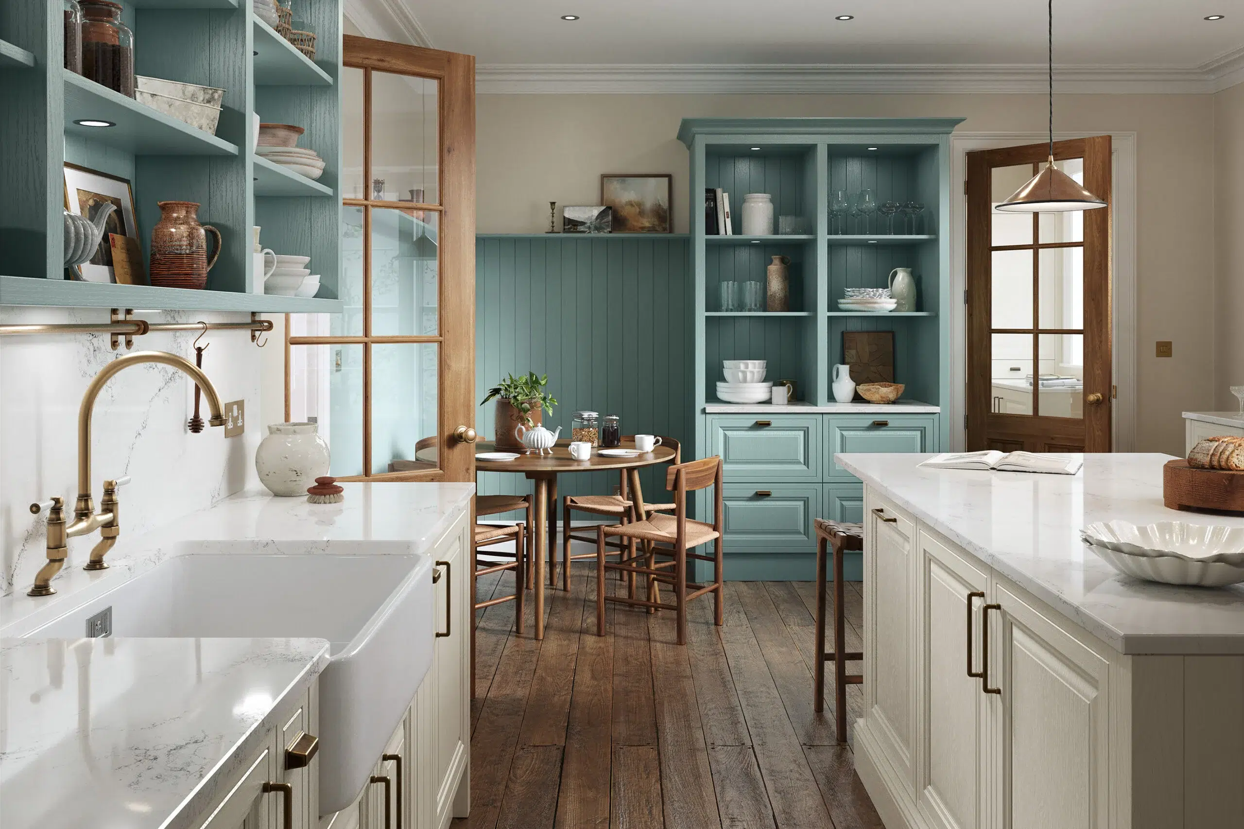 Jacobsen kitchen in taupe grey and light teal