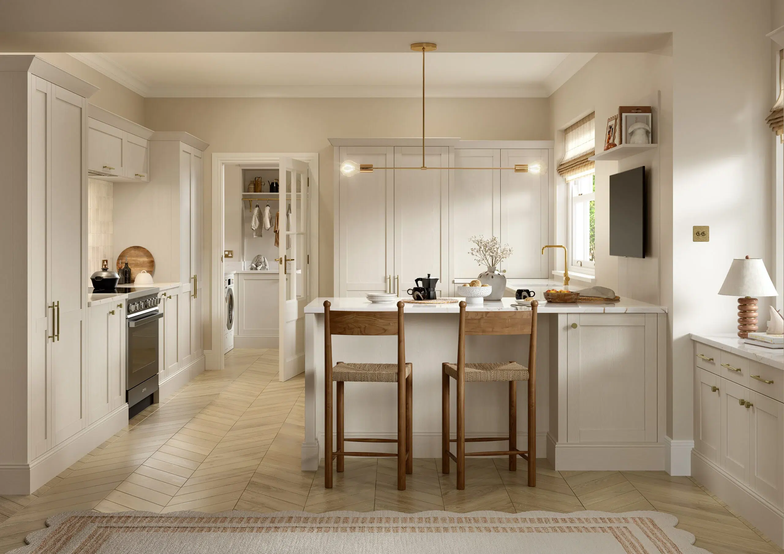 Newcombe painted shaker kitchen in taupe grey