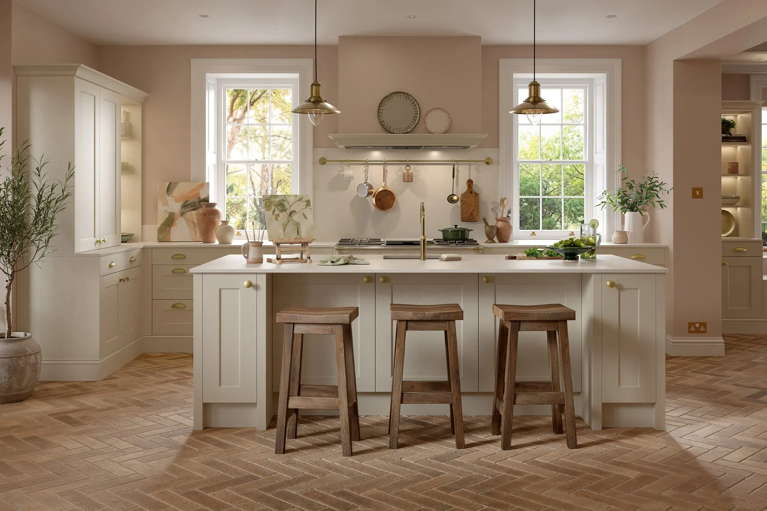 Wakefield in-frame painted shaker kitchen in mussel