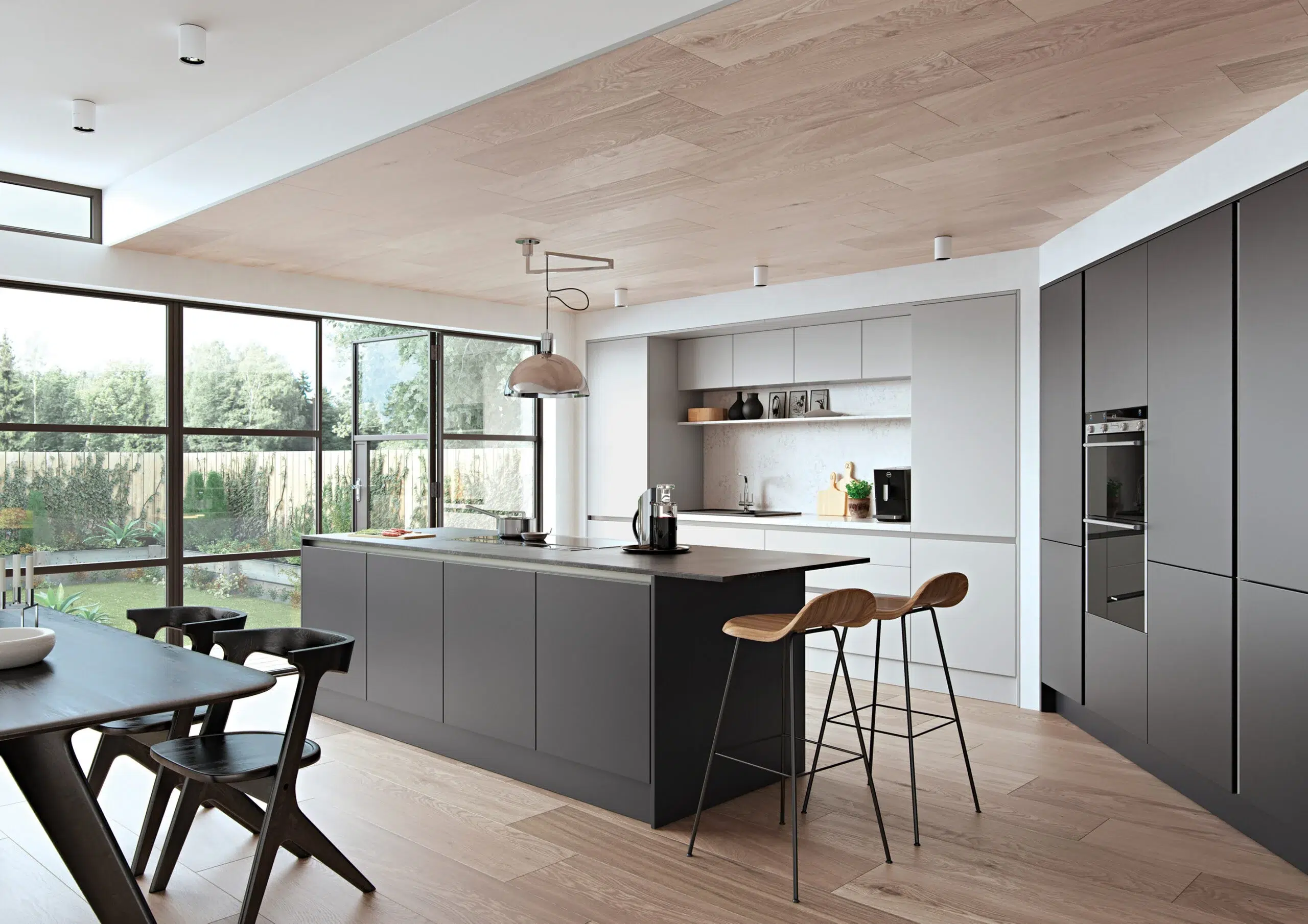 Zola true handleless kitchen in graphite and light grey